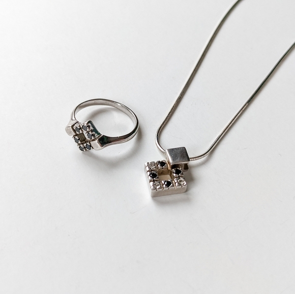 🇵🇱 Sterling Silver And Marcasite Pendant And Ring Set Made In Poland - Picture 2 of 10